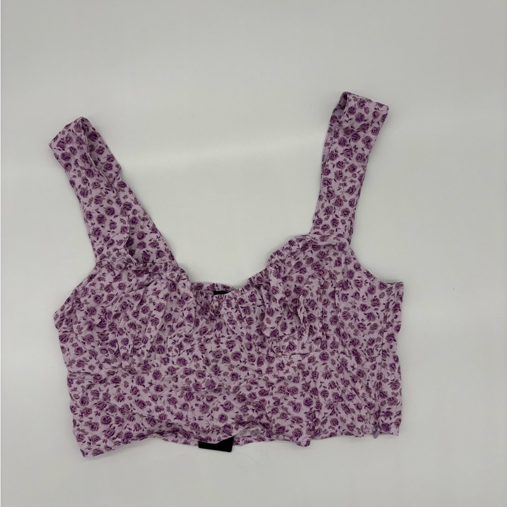 Motel Rocks Purple Floral Crop Top